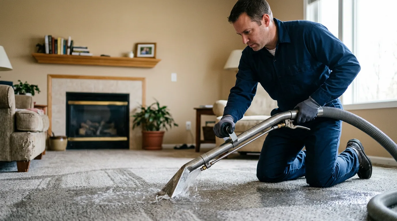 Water damage restoration technician working near Seymour, WI